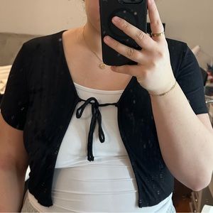 Cropped Black Cardigan